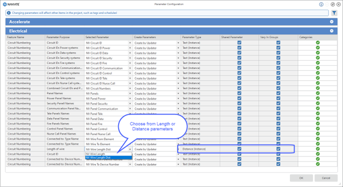 Naviate Electrical Configure Parameter and Circuit Numbering