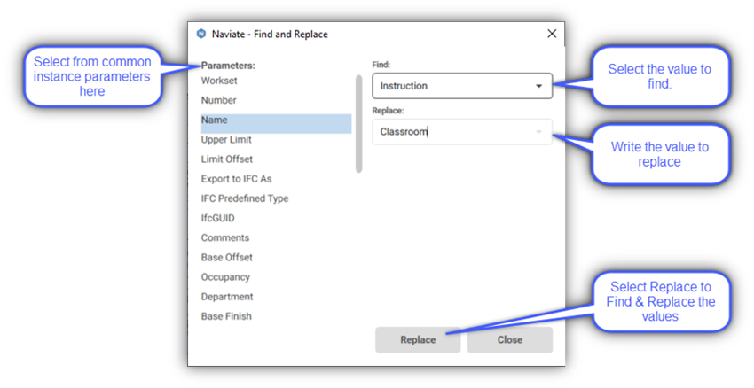 Naviate Accelerate find and replace