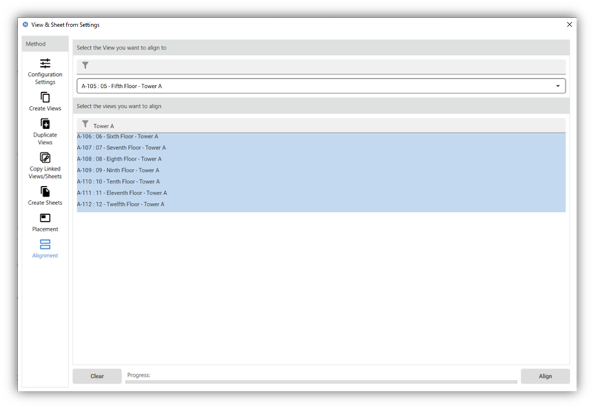 Naviate Accelerate view and sheet from settings alignment