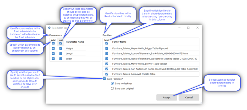 Naviate Accelerate parameter transfer